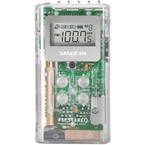 Sangean DT-120 CLEAR Portable Pocket AM/FM Digital Clock Radio (Clear)