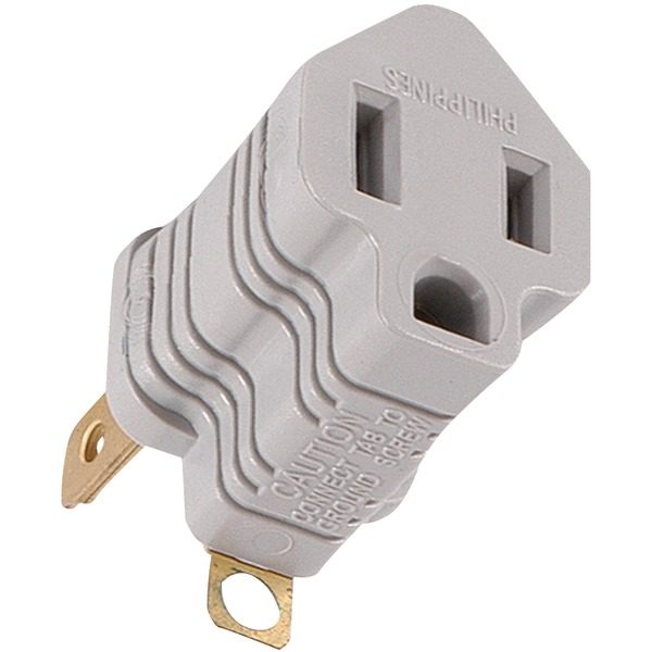 GE 58900 Polarized Grounding Adapter Plug (Gray)