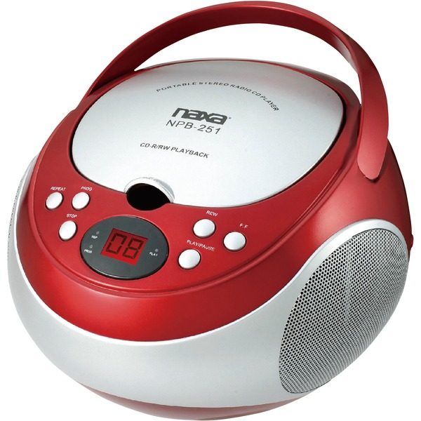 Naxa NPB251RD Portable CD Player with AM/FM Radio (Red)