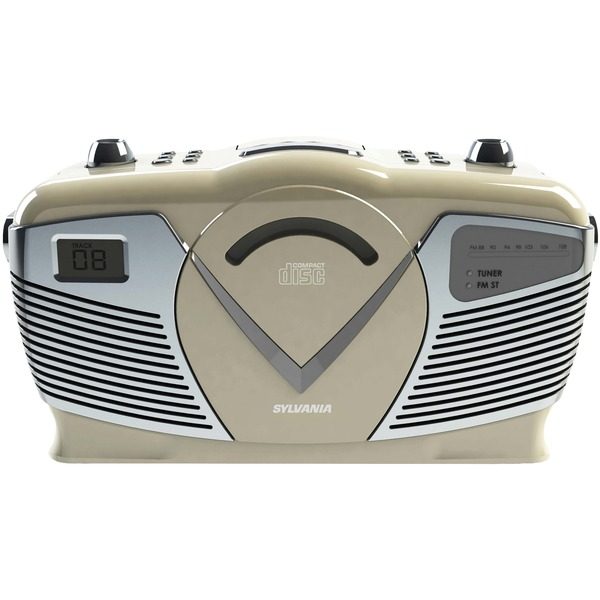 SYLVANIA SRCD212-CREAM Retro-Style Portable CD Radio Boom Box (Cream)