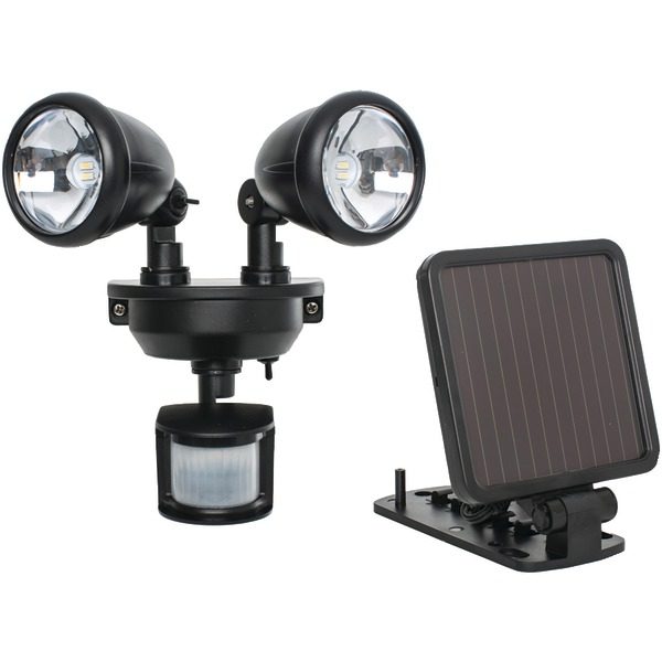 MAXSA Innovations 44215 Solar-Powered Dual-Head LED Security Spotlight (Black)