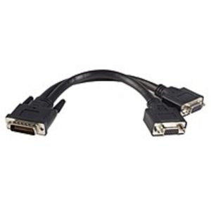 Startech DMSVGAVGA1 VGA Cable 8-inch LFH 59 Male to Dual Female VGA DMS 59 Y Cable - Copper Conductor - Black