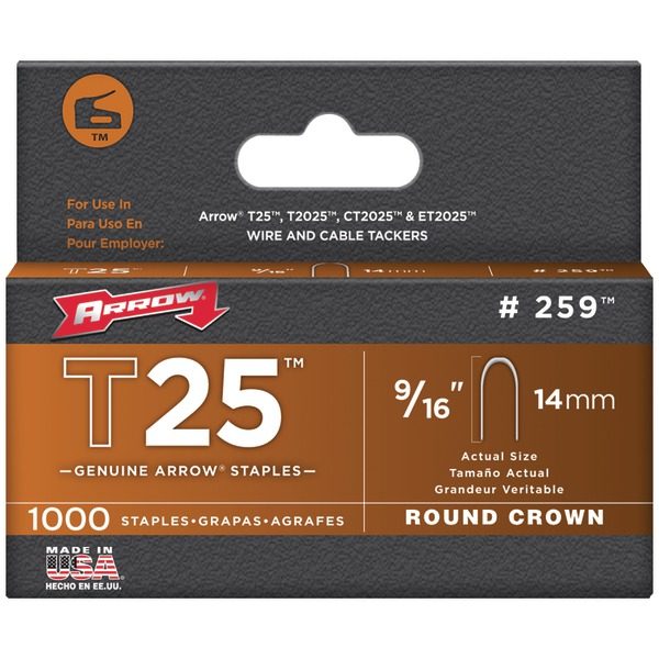 Arrow 259 T25 Round Crown Staples