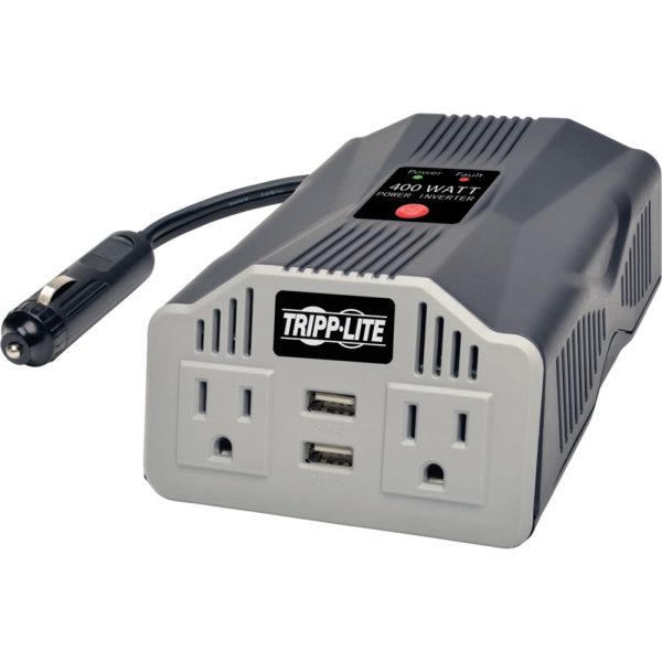 Tripp Lite Ultra-Compact Car Inverter 400W 12V DC to 120V AC 2 UBS Charging Ports 2 Outlets - Input Voltage: 12 V DC - Output Voltage: 120 V AC