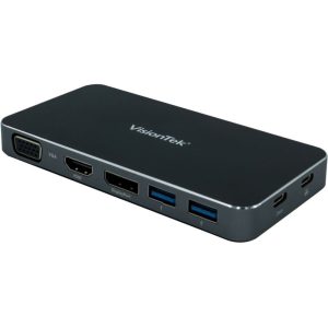 VisionTek USB C Portable Dock - for Notebook/Desktop PC - 100 W - USB Type C - 5 x USB Ports - 2 x USB 3.0 - HDMI - VGA - DisplayPort - Wired