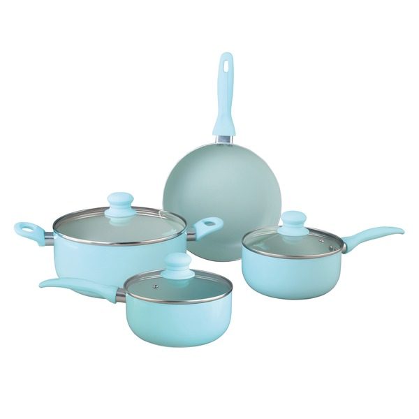 Brentwood Appliances BPS-207BL 7-Piece Aluminum Non-Stick Cookware Set (Blue)