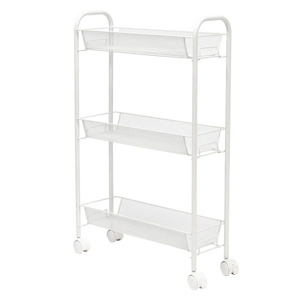 Honey-Can-Do CRT-08582 Slim Rolling Wire Cart with 3 Baskets