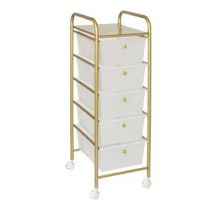 Honey-Can-Do CRT-08895 5-Drawer Rolling Storage Cart with Plastic Drawers