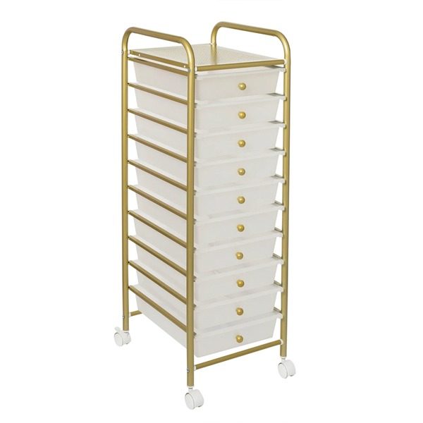 Honey-Can-Do CRT-08896 10-Drawer Rolling Storage Cart With Plastic Drawers