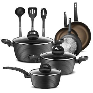 NutriChef NCCW12S 12-Piece Nonstick Kitchen Cookware Set