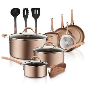 NutriChef NCCW14S 14-Piece Kitchenware Pots and Pans Set