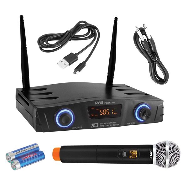 Pyle PDWM1980 Compact UHF Pro Wireless Microphone System with Handheld Microphone