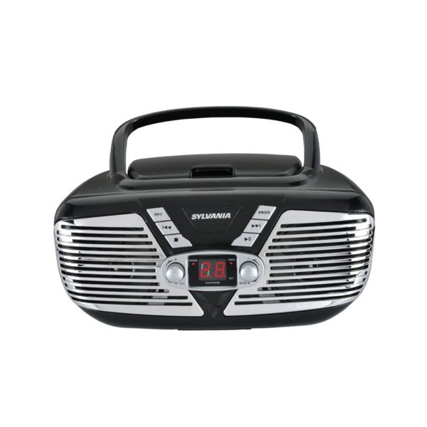 SYLVANIA SRCD211-BLACK Retro Portable CD Radio Boombox (Black)