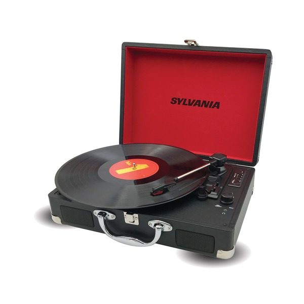 SYLVANIA STT104BT-BLACK Bluetooth Portable USB Suitcase Turntable