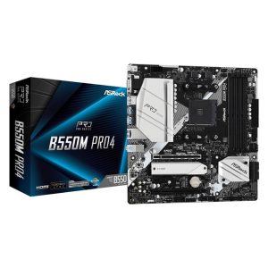 ASROCK B550M PRO4 Socket AM4/ AMD B550/ DDR4/ Quad CrossFireX/ SATA3&USB3.2/ M.2/ Micro ATX Motherboard