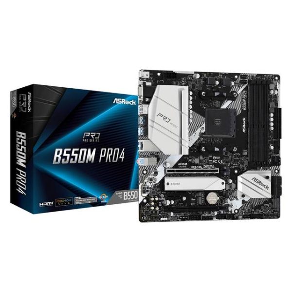 ASROCK B550M PRO4 Socket AM4/ AMD B550/ DDR4/ Quad CrossFireX/ SATA3&USB3.2/ M.2/ Micro ATX Motherboard