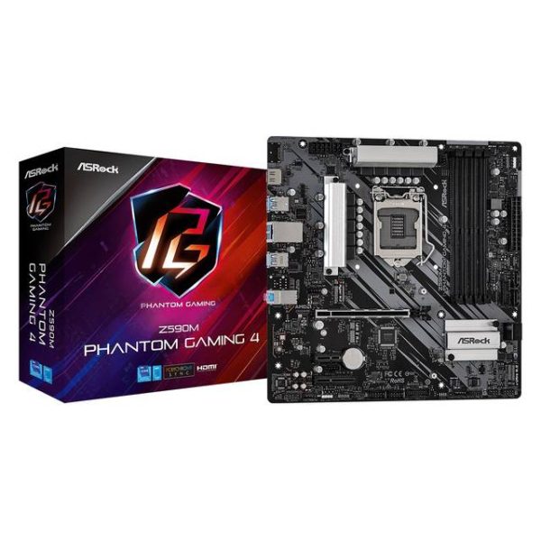 ASROCK Z590M PHANTOM GAMING 4 LGA1200/ Intel Z590/ DDR4/ SATA3&USB3.2/ M.2/ Micro ATX Motherboard