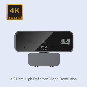 Adesso CYBERTRACK H6 4K Ultra HD USB Webcam with Built-in Dual Microphone & Privacy Shutter Cover