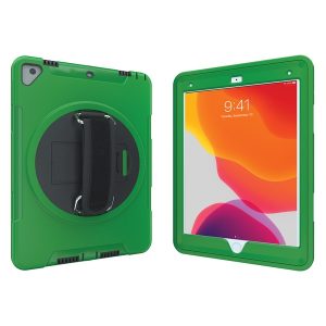 CTA Digital PAD-PCGK10G Protective Case with Built-in 360? Rotatable Grip Kickstand for iPad (Green)