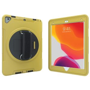 CTA Digital PAD-PCGK10Y Protective Case with Built-in 360? Rotatable Grip Kickstand for iPad (Yellow)