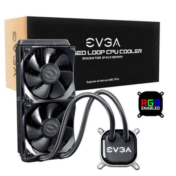 EVGA 400-HY-CL24-V1 240mm Liquid / Water CPU Cooler for LGA2066/2011-v3/2011/1156/1155/1151/1150/1366 & AMD Socket AM2/AM3/AM4/FM1/FM2/TR4