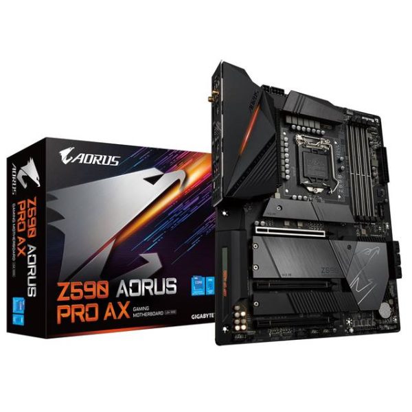 GIGABYTE Z590 AORUS PRO AX Socket LGA1200/ Intel Z590/ DDR4/ Quad-GPU & 2-Way CrossFire/ SATA3&USB3.2/ M.2/ WiFi&Bluetooth/ ATX Motherboard