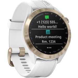 Garmin 010-02140-02 Approach S40 GPS Golf Smartwatch (Light Gold with White Band)