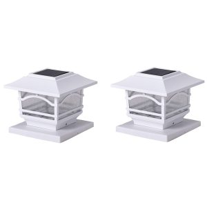 MAXSA Innovations 41971 Solar Post Cap and Deck Railing Lights 2 Pack (White)