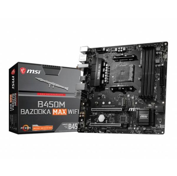 MSI B450M BAZOOKA MAX WIFI Socket AM4/ AMD B450/ DDR4/ SATA3&USB3.2/ M.2/ WiFi&Bluetooth/ Micro-ATX Motherboard