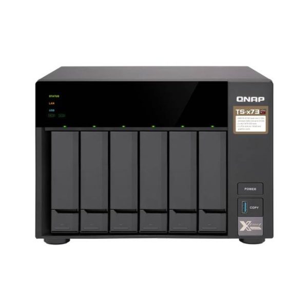 QNAP TS-673-4G-US AMD R-Series RX-421ND 2.1GHz/ 4GB DDR4/ 4GbE/ 6SATA3/ USB3.0/ 6-Bay Tower NAS for SMB