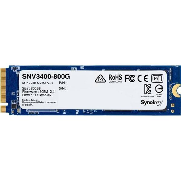 Synology SNV3000 Series SNV3400-800G M.2 2280 NVMe PCI-Express 3.0 x4 Solid State Drive