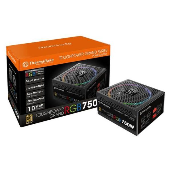 Thermaltake Toughpower Grand RGB PS-TPG-0750FPCGUS-R 750W 80 PLUS Gold ATX12V 2.4 & EPS12V 2.92 Power Supply w/ Active PFC & Full Modular (Black)