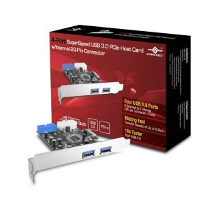 Vantec UGT-PC345 4-Port SuperSpeed USB 3.0 PCI-Express Host Card w/ Internal 20-Pin Connector