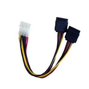 iMicro POWSATA-Y-1 6 inch 4Pin Molex Male to 2x SATA Female Power Splitter Cable