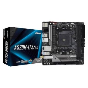 ASROCK A520M-ITX/AC Socket AM4/ AMD A520/ DDR4/ SATA3&USB3.2/ M.2/ WiFi&Bluetooth/ Mini-ITX Motherboard