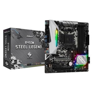 ASRock B450M STEEL LEGEND Socket AM4/ AMD Promontory B450/ DDR4/ Quad CrossFireX/ SATA3&USB3.1/ M.2/ A&GbE/ MicroATX Motherboard