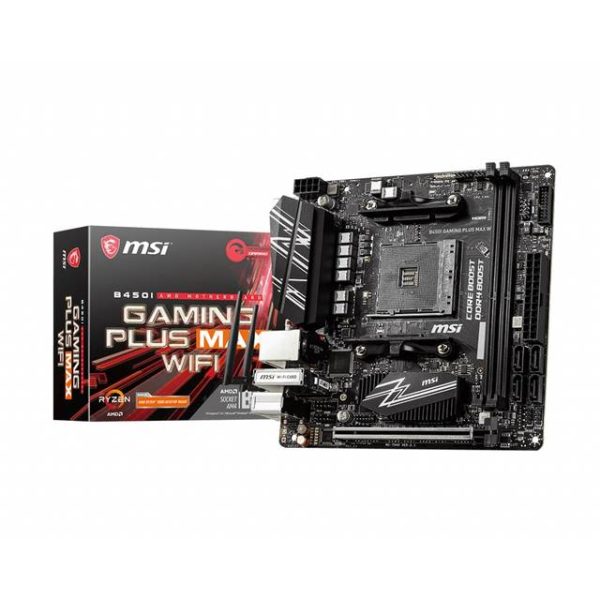 MSI B450I GAMING PLUS MAX WIFI Socket AM4/ AMD B450/ DDR4/ SATA3&USB3.2/ M.2/ WiFi&Bluetooth/ Mini-ITX Motherboard