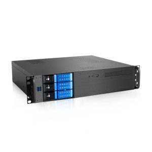 iStarUSA Audio Video Rackmount D-230HN-T-BLUE No Power Supply 2U Compact Rackmount 3x 3.5" Trayless Hotswap MicroATX Server Chassis (Blue/Black)