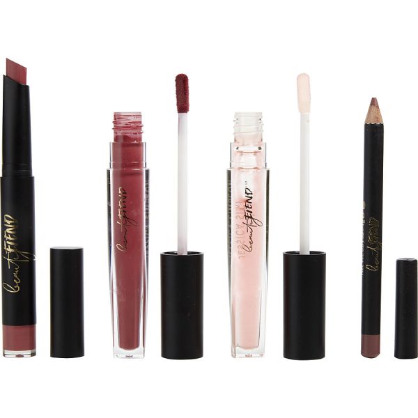 4 piece Berry Lip Kit contains Berry Lipstick  0.04 oz + Berry Lip Liner 0.03 oz + Berry Liquid Lip 0.07 oz + Nourishing Lip Topper 0.07 oz - Beauty Fiend Jessica Simpson by Jessica Simpson