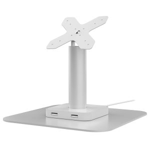 CTA Digital ADD-USBPOSW VESA-Compatible Desk Mount with USB Ports and Cable Routing (White)