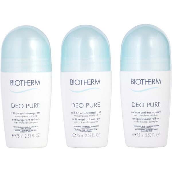 Deo Pure Trio Antiperspirant Roll-On ( Alcohol Free  )--3x75ml/2.53oz - Biotherm by BIOTHERM