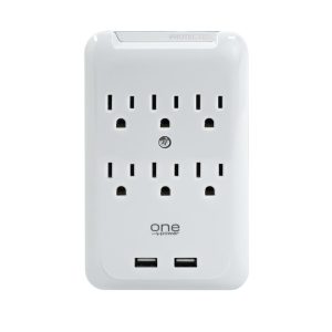 ONE Power PWS621 6-Outlet Surge Protection Wall Tap with 2 USB Ports