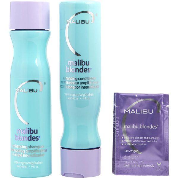 SET-MALIBU BLONDES ENHANCING KIT WITH SHAMPOO 9 OZ & CONDITIONER 9 OZ & HAIR REMEDY 0.17 OZ (4 PACKETS) - U - Malibu Hair Care by Malibu Hair Care