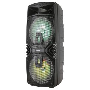 SYLVANIA SP782 Dual 8-Inch 10-Watt-Max Karaoke Light-up Bluetooth Speaker with FM Radio