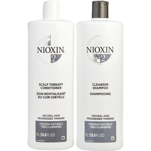 SYSTEM 2 SCALP THERAPY CONDITIONER AND CLEANSER SHAMPOO FOR NATURAL HAIR WITH PROGRESSED THINNING LITER DUO - NIOXIN by Nioxin