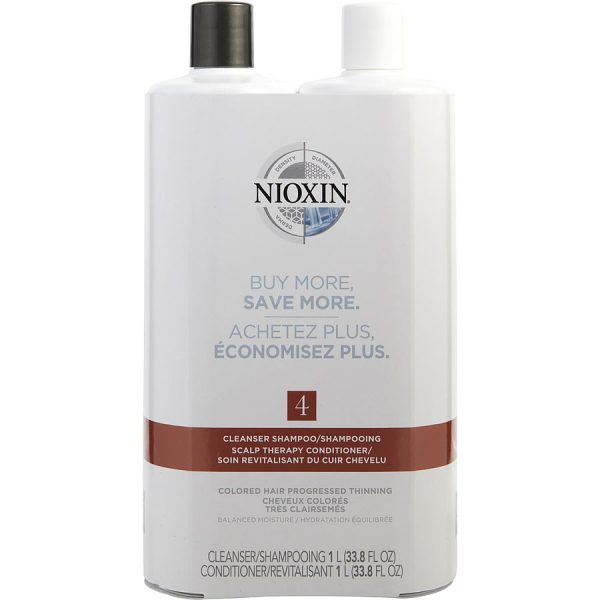 SYSTEM 4 SCALP THERAPY CONDITIONER AND CLEANSER SHAMPOO FOR COLORED HAIR WITH PROGRESSED THINNING LITER DUO - NIOXIN by Nioxin