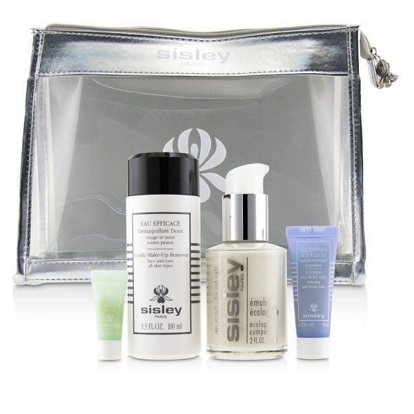 Week-End Must-Haves Set: Ecological Compound 60ml + Gentle Make-Up Remover 100ml + Express Flower Gel 10ml + Eye Contour Mask  --4pcs+1bag - Sisley by Sisley