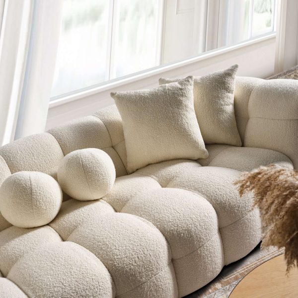 Alana Tufted Ivory Boucle Sofa