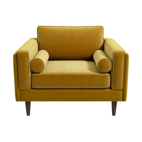 Amber Dark Yellow Velvet Lounge Chair