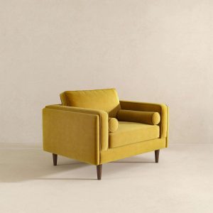 Amber Dark Yellow Velvet Lounge Chair